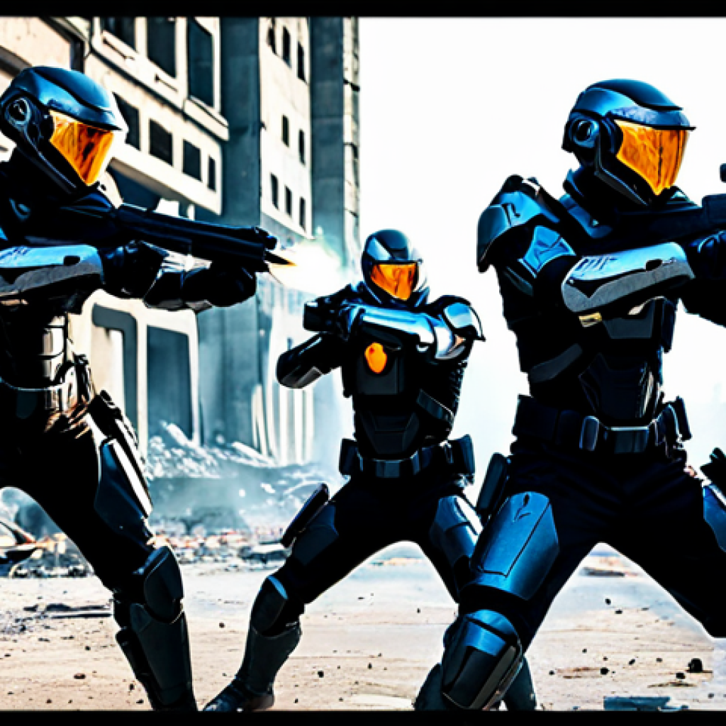 Nikke Squad in Action**
"A team of fully clothed, futuristic cyborg warriors (Nikkes) in modest, practical combat suits, firing weapons in a ruined cityscape, appropriate attire, safe for work, professional, dynamic action pose, perfect anatomy, well-formed hands, correct proportions, dramatic lighting, high quality, science fiction, family-friendly"
**