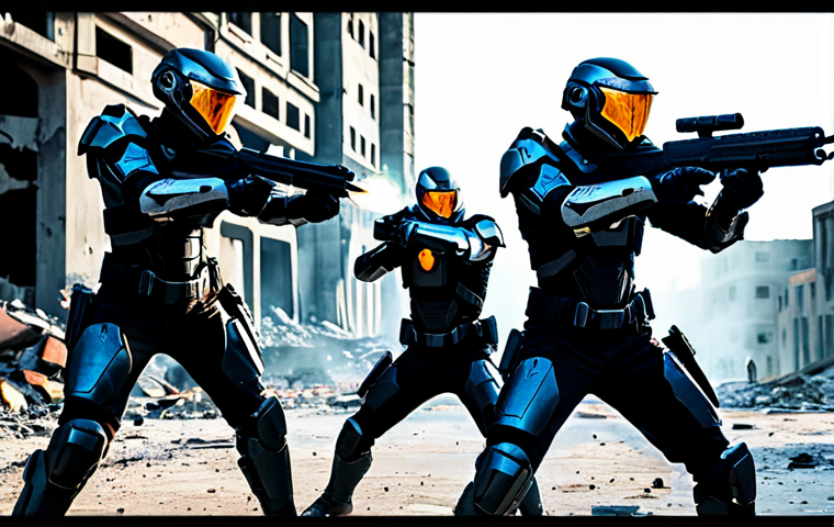 Nikke Squad in Action**

"A team of fully clothed, futuristic cyborg warriors (Nikkes) in modest, practical combat suits, firing weapons in a ruined cityscape, appropriate attire, safe for work, professional, dynamic action pose, perfect anatomy, well-formed hands, correct proportions, dramatic lighting, high quality, science fiction, family-friendly"

**