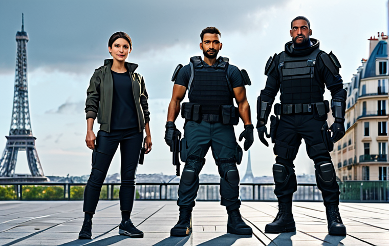 **
"A diverse team of fully clothed Nikke characters in modest tactical gear, standing heroically against a futuristic Parisian cityscape backdrop, safe for work, appropriate content, professional digital art, perfect anatomy, natural proportions, family-friendly, dynamic lighting."
**
