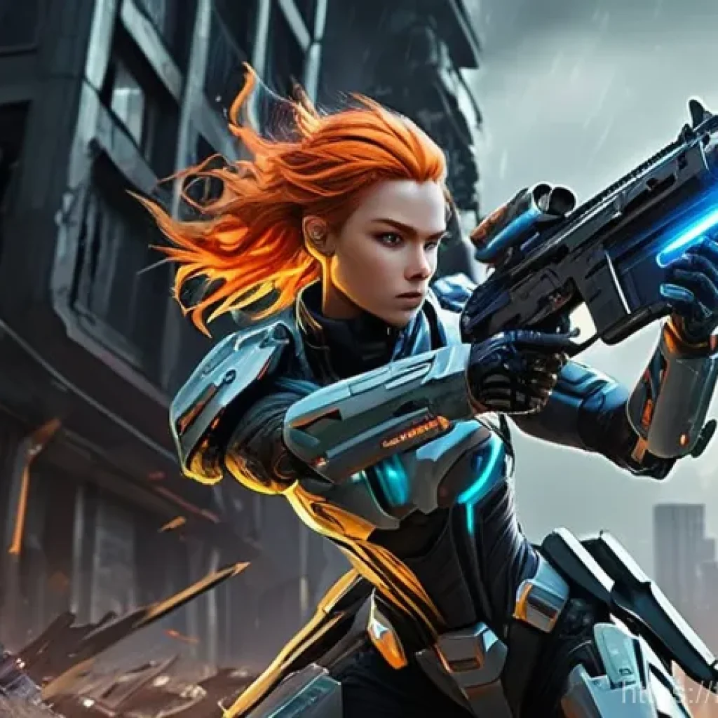 승리의여신 니케 출시 전 플레이 후기 - **Prompt:** A highly detailed, anime-style illustration of a "Nikke" combat android in intense actio...