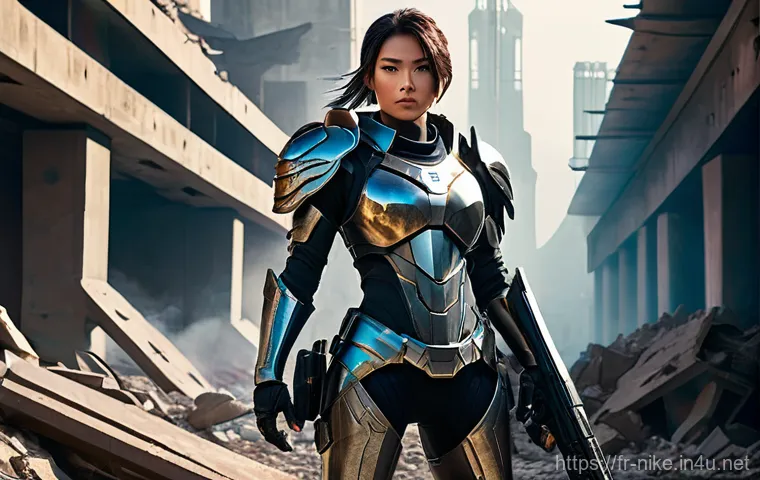 승리의여신 니케 초보자 전용 포럼 - **Prompt 1:** A female NIKKE character, designed in a sleek, futuristic combat suit that fully cover...