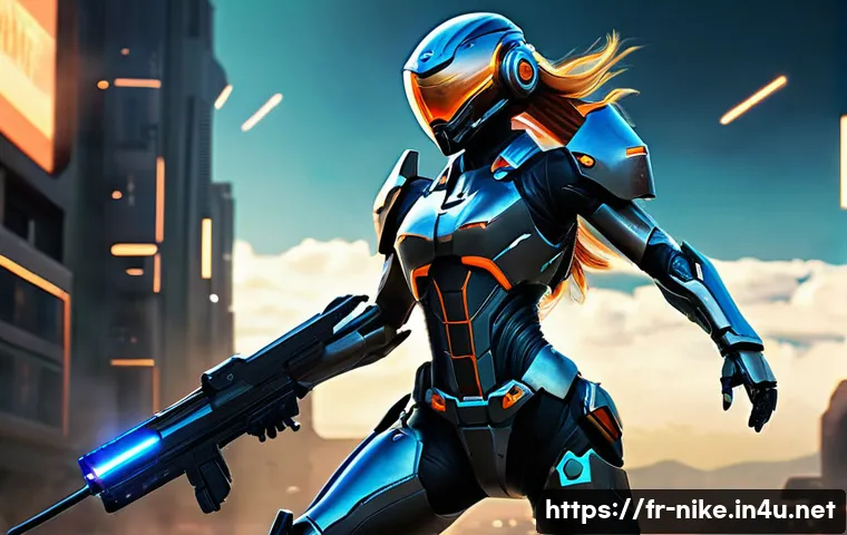 승리의여신 니케 글로벌 트렌드 분석 - **Prompt:** A highly detailed illustration of a futuristic female combat android (Nikke) in a dynami...